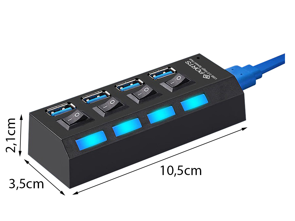 hub practic pentru 4 porturi USB